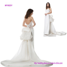 Strapless Wedding Dress with Removable Bow Train